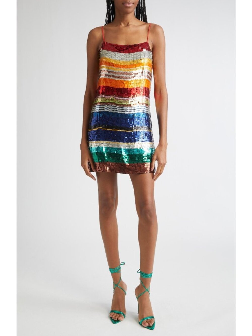 Alice + Olivia Bridget Women Rainbow Stripe Sequin Mini Dress Multicolor Size 8